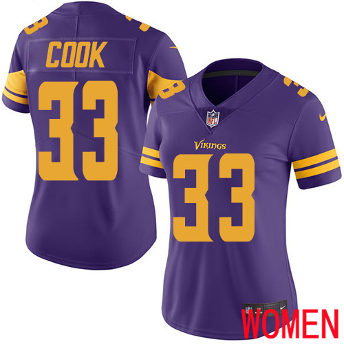 Minnesota Vikings #33 Limited Dalvin Cook Purple Nike NFL Women Jersey Rush Vapor Untouchable->minnesota vikings->NFL Jersey